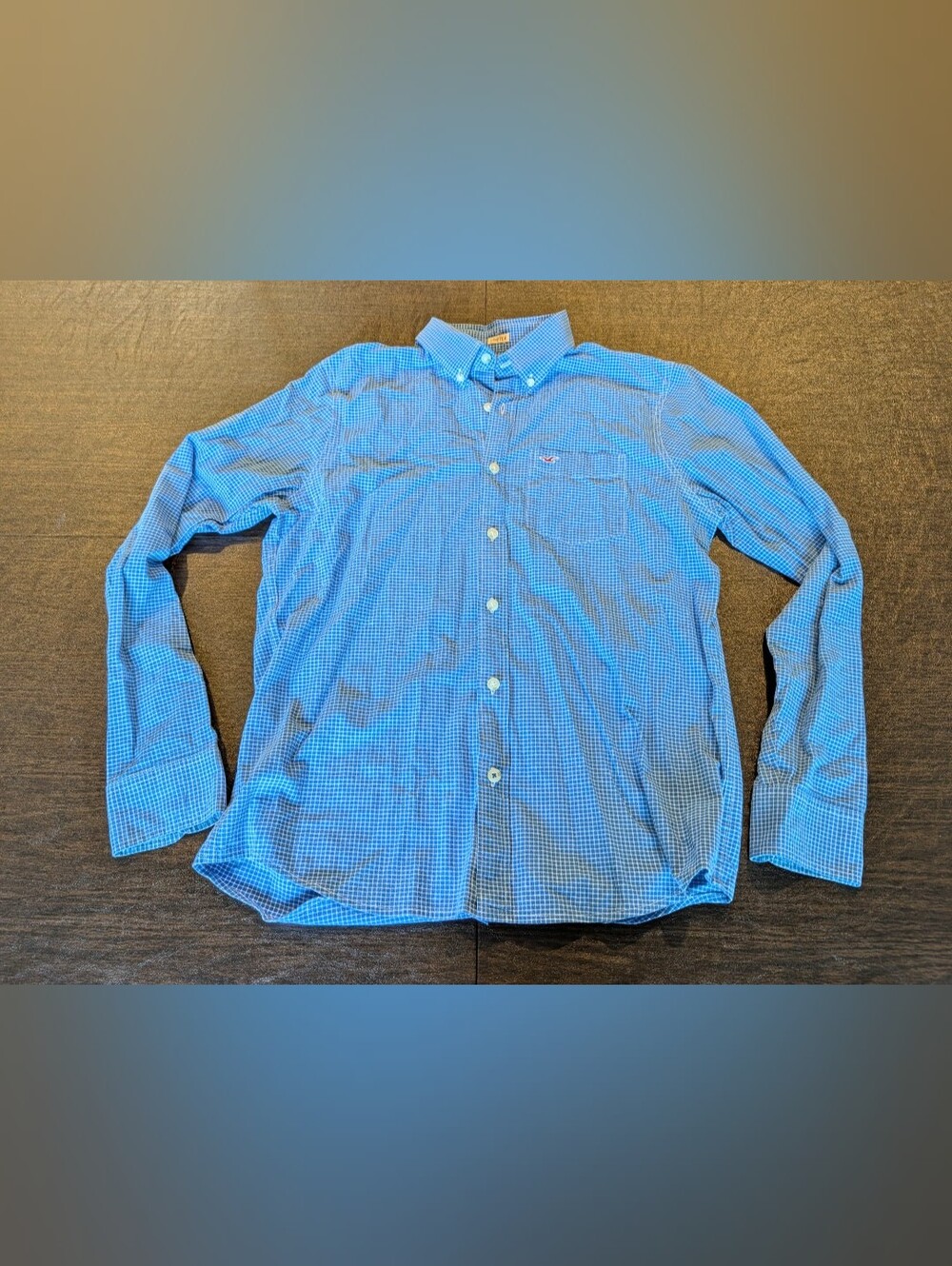 Hollister Blue Micro-Check Button-Down Shirt